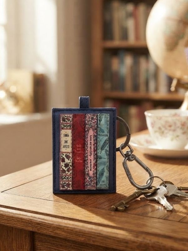 New Disguise Jane Austen Bookworm Navy Leather Keyring