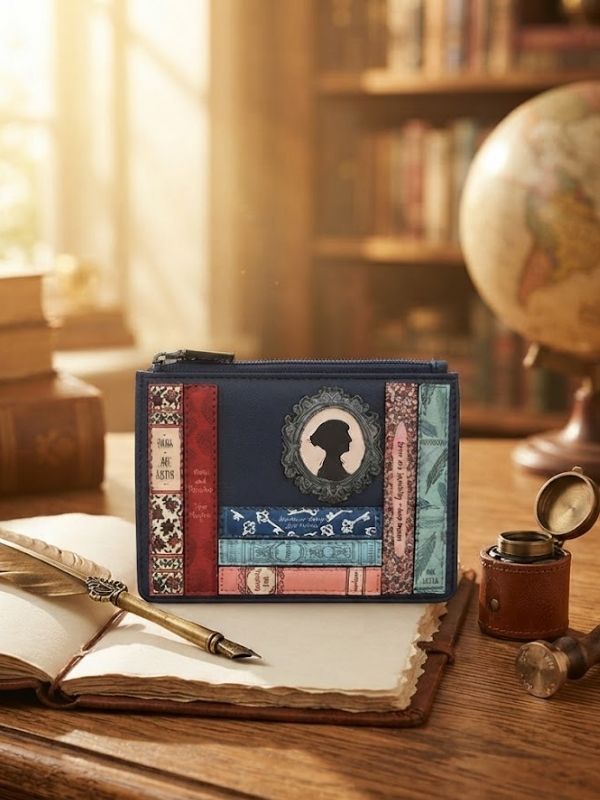 New Disguise Navy Jane Austen Bookworm Zip Top Purse