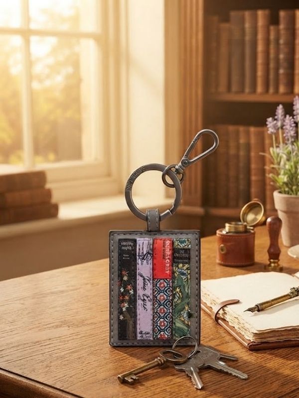 New Disguise Grey Bronte Bookworm Library Leather Keyring