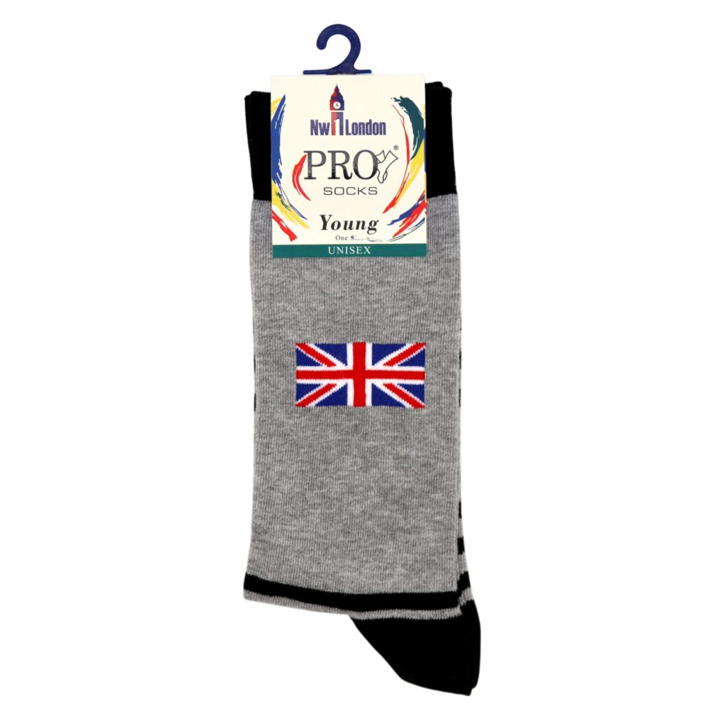 NW London 90527 Premium Adult Socks - Black/Grey Melange