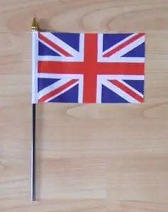 Union Jack Flags 6" x 9" With Wood Pole