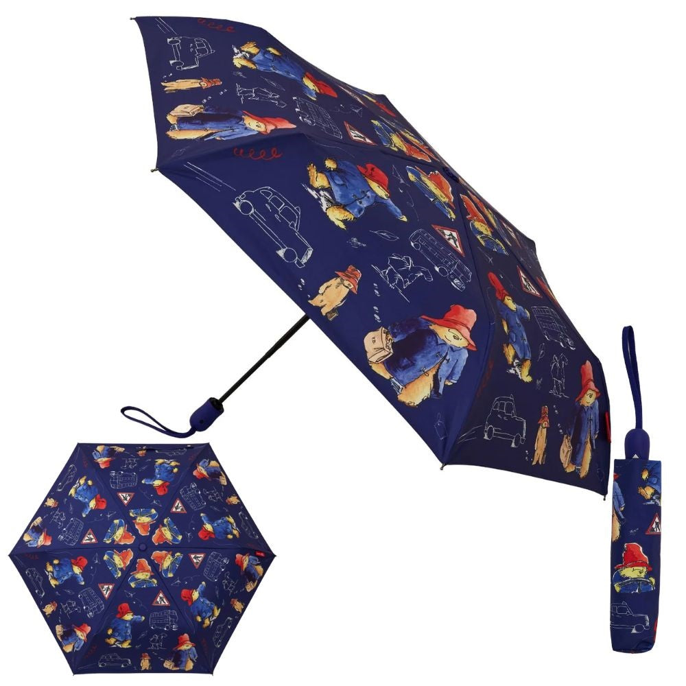 Signare Automatic Folding Umbrella - Paddington Bear Blue