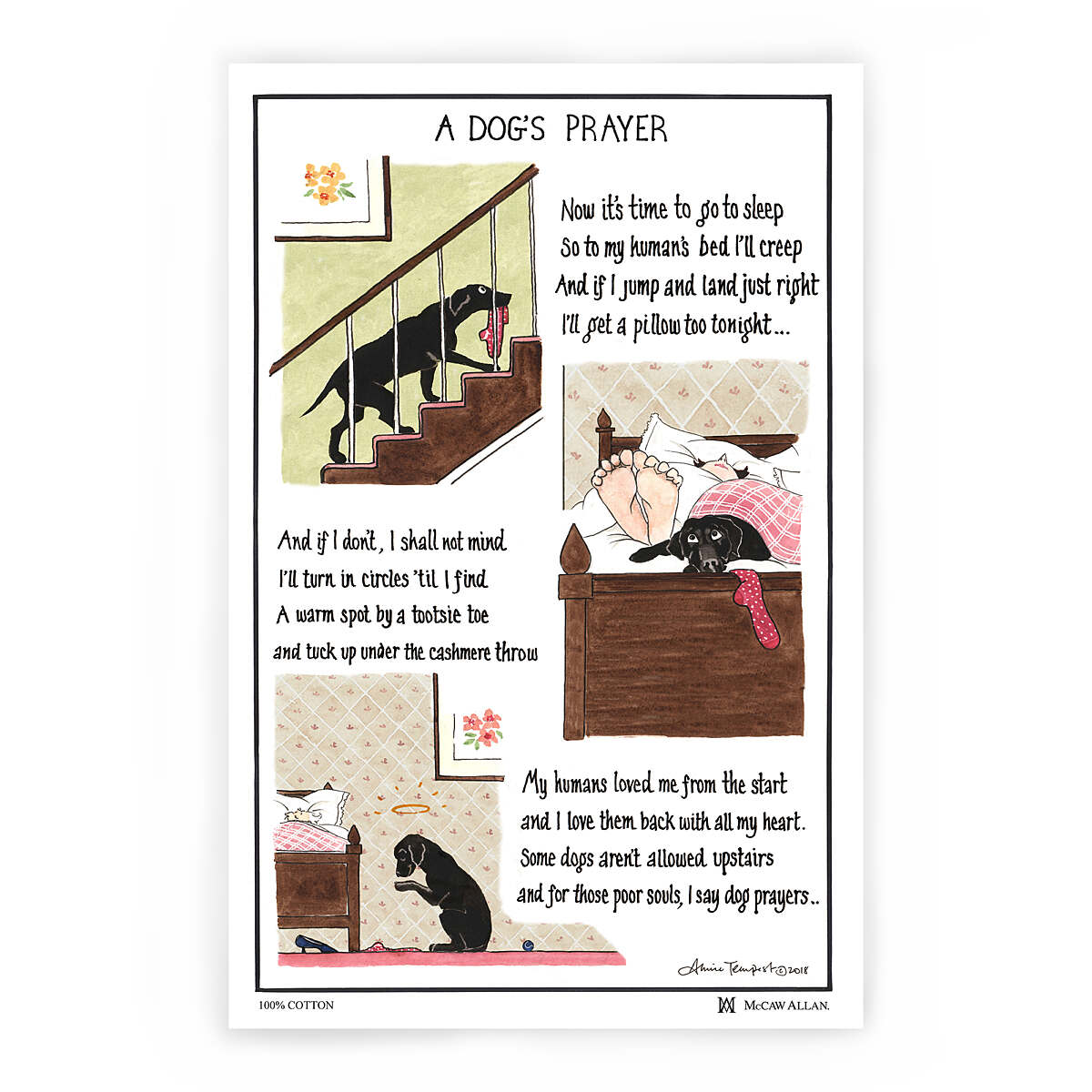 Samuel Lamont Dog's Prayer, Cotton Tea Towel product image with Dog
