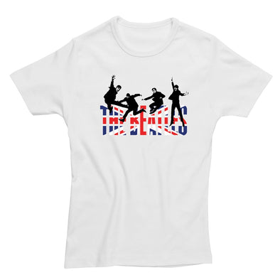 Spike Beatles Jumping Union Jack Skinny Fit Ladies T-Shirt