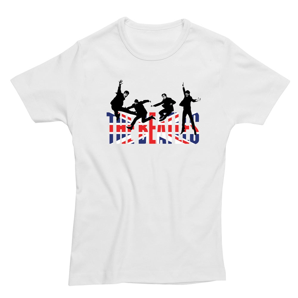 Spike Beatles Jumping Union Jack Skinny Fit Ladies T-Shirt Size L