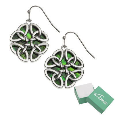 Tide Green Celtic Knot Earrings