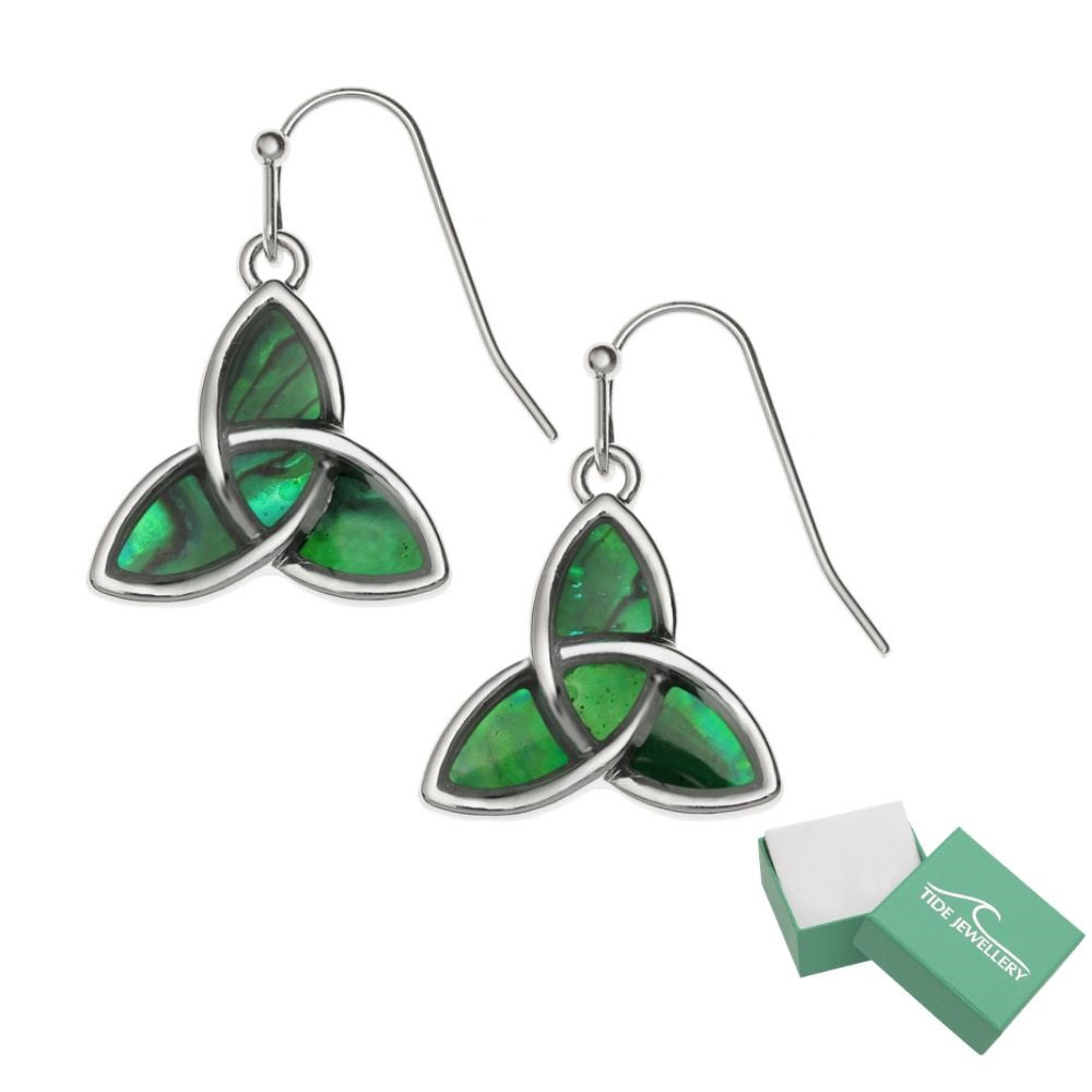 Tide Triquetra Green Celetic Knot Earrings