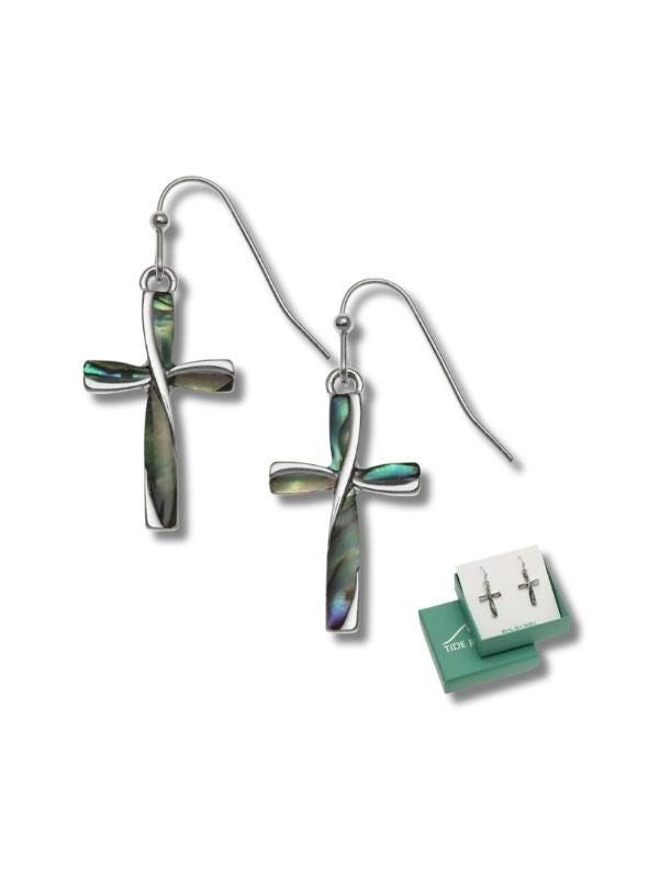 Tide Natural Cross Hook Earrings