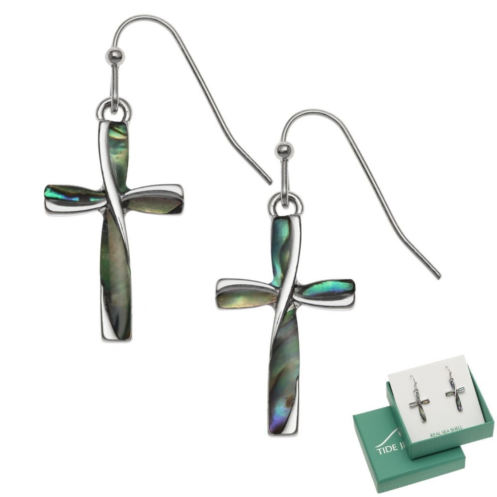Tide Natural Cross Hook Earrings