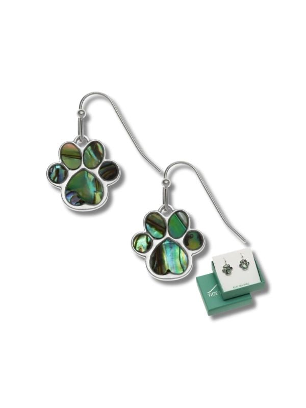 Tide Dog or Cat Paw Print Hook Earrings