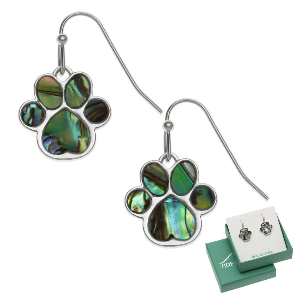 Tide Dog or Cat Paw Print Hook Earrings