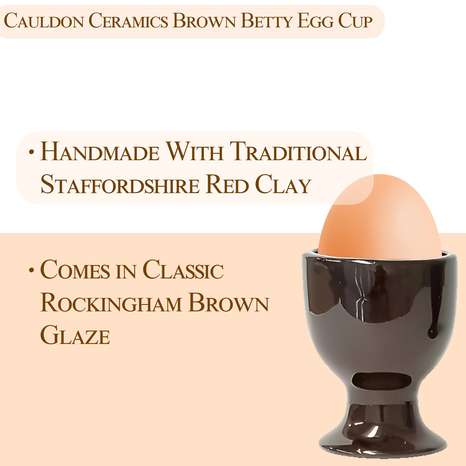Cauldon Ceramics Brown Betty Egg Cup Made In England