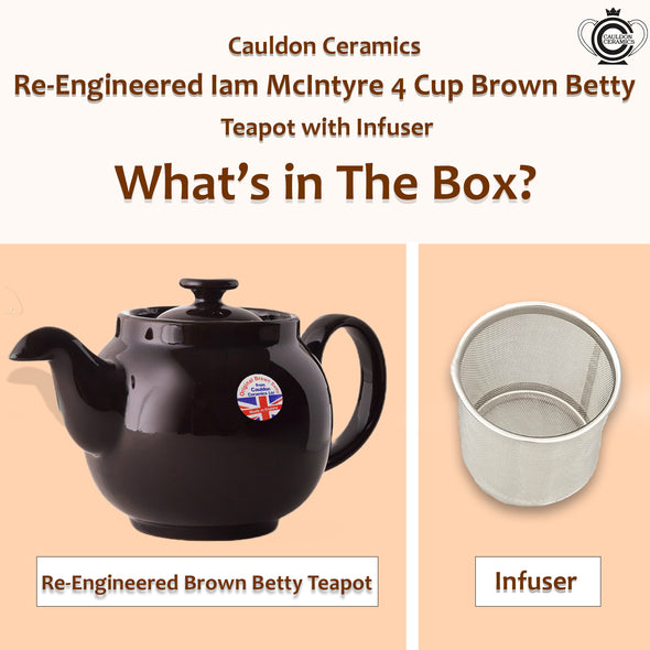 Cauldon Ceramics Re-Engineered Ian McIntyre Brown Betty 4 Cup Teapot with Infuser