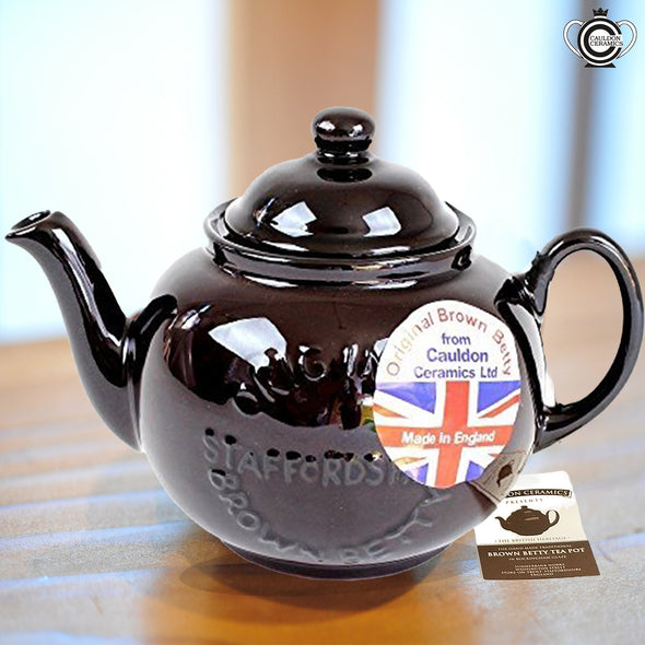 Cauldon Ceramics 4 Cup Brown Betty logo teapot with infuser