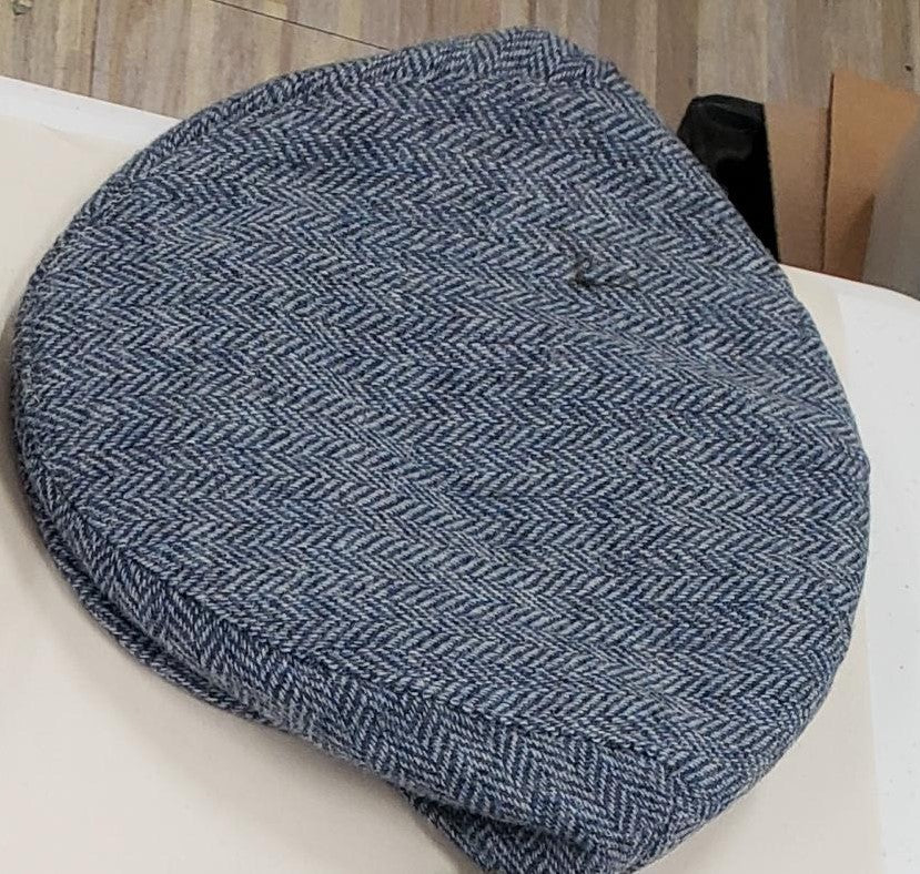 Tweedmill Tweed Flat Cap Herringbone Tweed Pattern In Blue and White Size XL