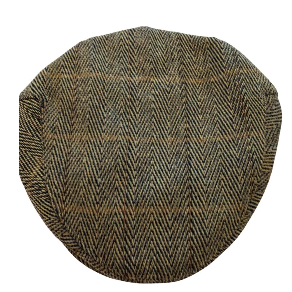 Tweedmill Tweed Flat Cap Herringbone Tweed Pattern In Olive Black Size M