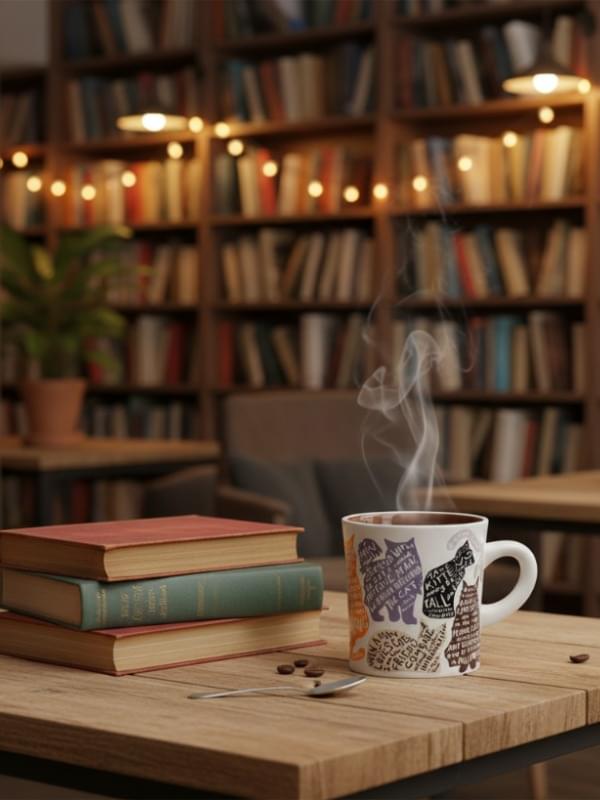 The Unemployed Philosophers Guild Literary Cat Mug product image with Cat