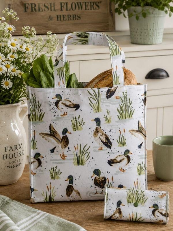 Ulster Weavers Small PVC Shopper Bag in Sage - Farmhouse Ducks Bag product image