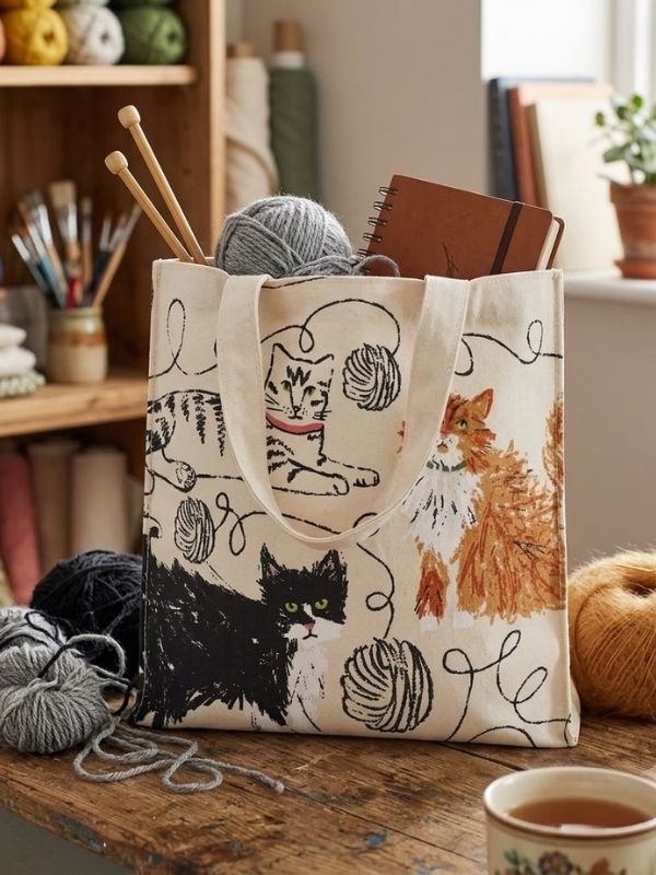 Ulster Weavers Small PVC Shopper Bag in Grey - Feline Friends Best of British NBPT  Shopper Bags.