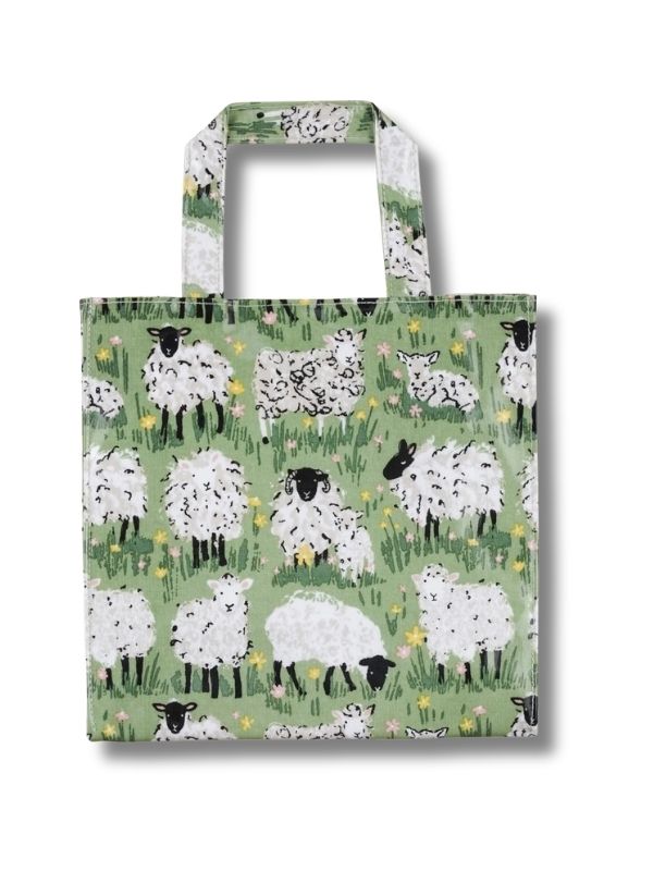 Ulster Weavers Small PVC Shopper Bag in Green - Woolly Sheep