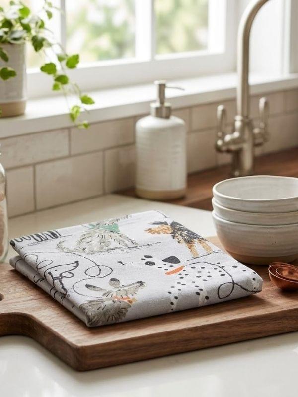 Ulster Weavers Cotton Tea Towel in Grey - Dog Days Best of British NBPT  Kitchenware.
