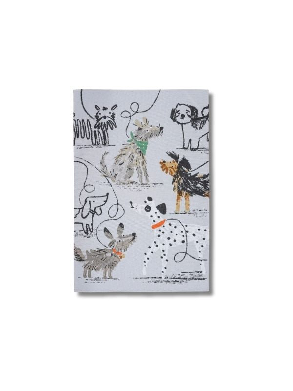 Ulster Weavers Cotton Tea Towel in Grey - Dog Days Tea Towel product image with Dog