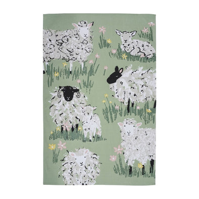 Ulster Weavers Cotton Tea Towel in Green - Woolly Sheep