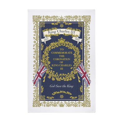 Ulster Weavers Regal 100% Cotton Tea Towel - King Charles III Coronation in Navy Blue