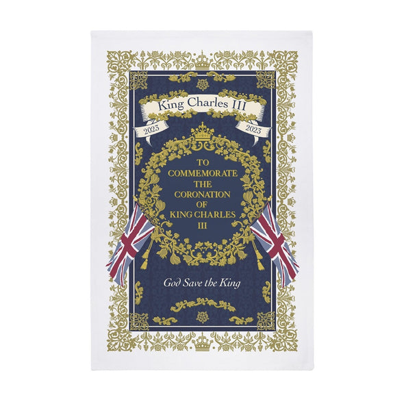Ulster Weavers Regal 100% Cotton Tea Towel - King Charles III Coronation in Navy Blue