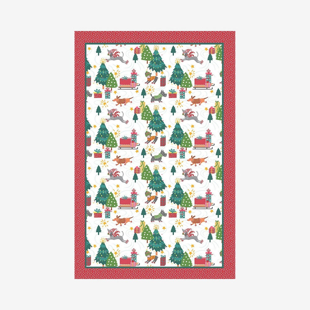 Ulster Weaver Cotton Tea Towel Skating Dogs Christmas