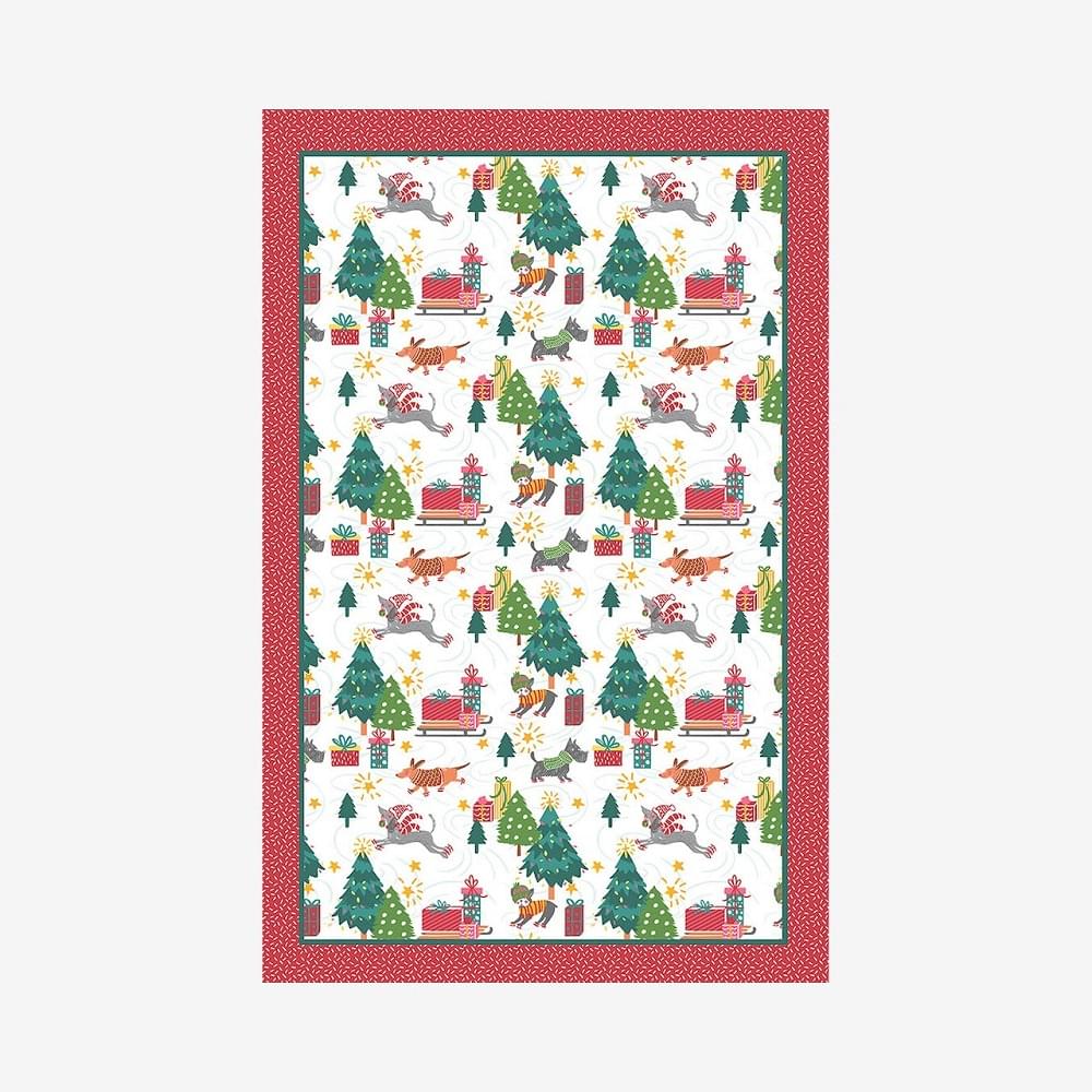 Ulster Weaver Cotton Tea Towel Skating Dogs Christmas Tea Towel product image