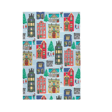 Ulster Weavers Recycled Cotton Blend Tea Towel - Christmas Houses (Blue)