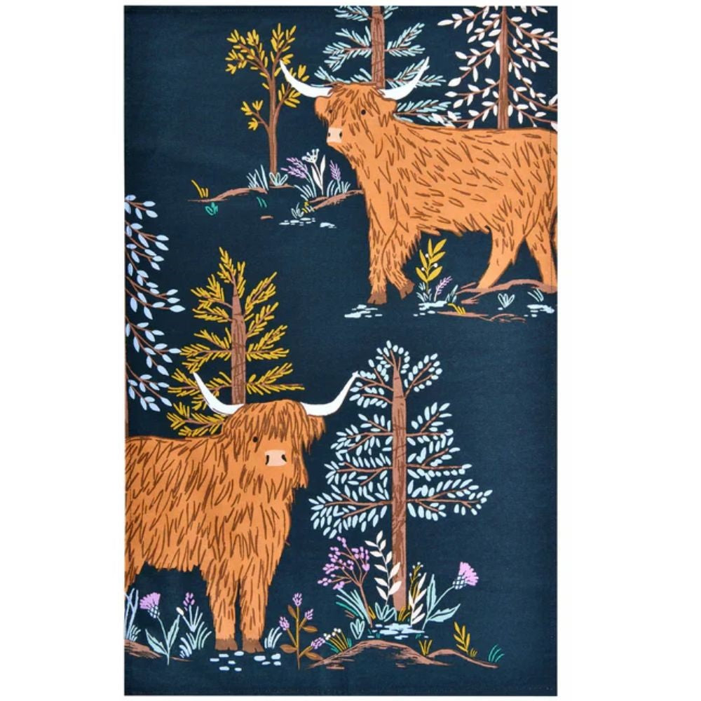 Ulster Weavers Connie the Cow Tea Towel - Cotton One Size in Navy Tea Towel product image with Cow