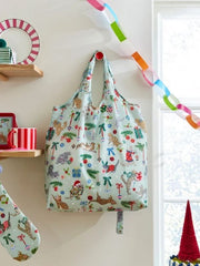 Ulster Weaver Christmas Cats Packable Bag In Seafoam