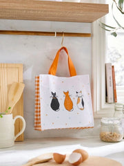 Ulster Weavers Small Biodegradable PVC Shopper Bags - Cats in Waiting (Orange)