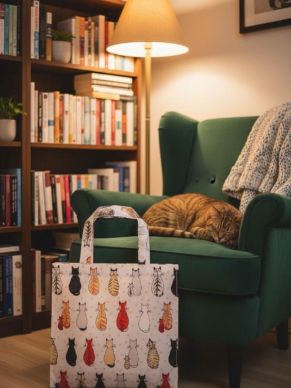 Ulster Weavers Small Biodegradable PVC Shopper Bags - Cats in Waiting (Orange) Tin product image