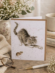 Wrendale Designs Greeting Card - Cat and Mouse Card product image with Cat