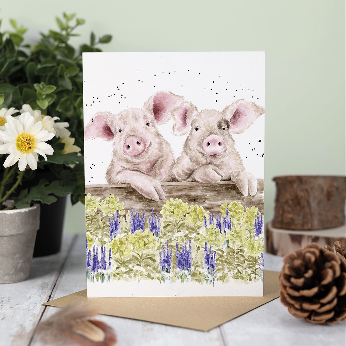 Wrendale Designs 'Nosy Neigh-boars' Pig Greetings Card