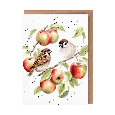 Wrendale Designs 'The Apple Tree' Sparrow Greetings Card