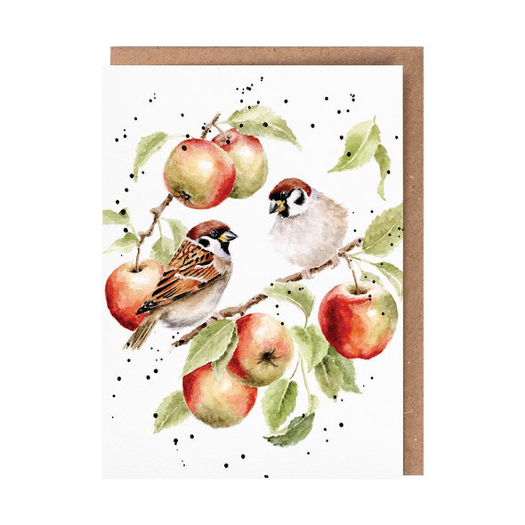 Wrendale Designs 'The Apple Tree' Sparrow Greetings Card
