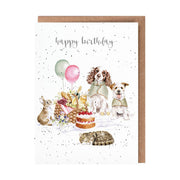 Wrendale Designs The Hoppy Picnic' Rabbit and Dog Birthday Card product image with Dog