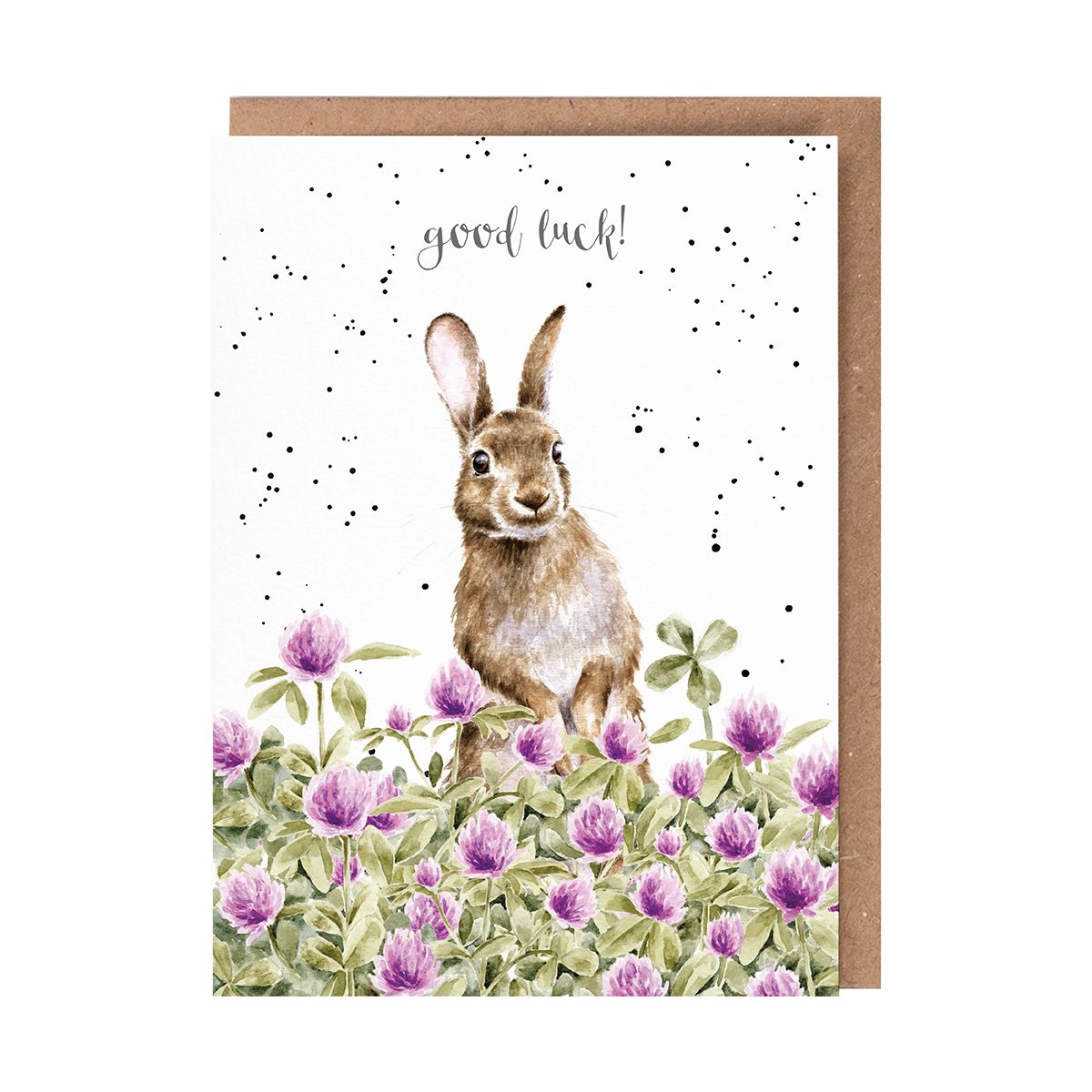 Wrendale Designs 'The Clover Patch' Rabbit Good Luck Card
