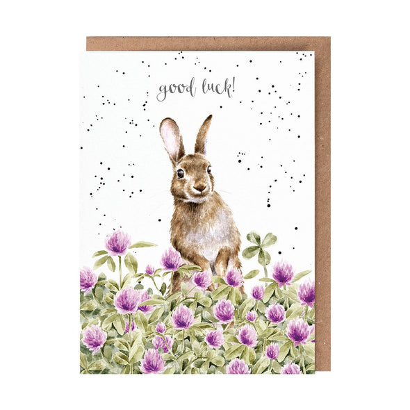 Wrendale Designs 'The Clover Patch' Rabbit Good Luck Card