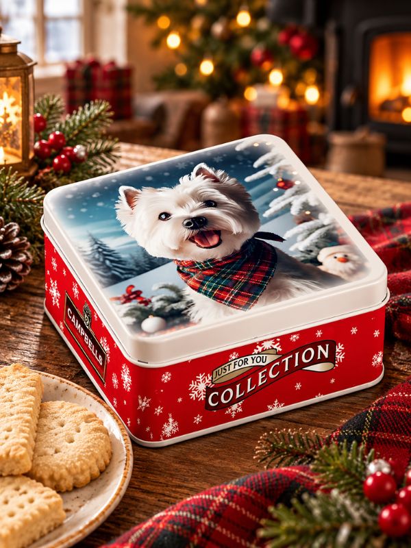 Campbells Shortbread Westie with Tartan Neckerchief Tin 90g