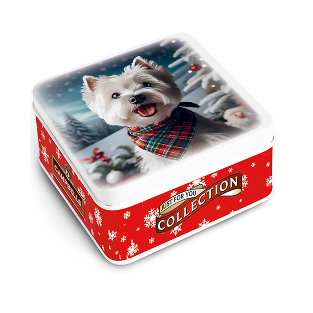  Campbells Shortbread Westie with Tartan Neckerchief Tin 90g Best of British NBPT  Shortbread Tins Campbells Shortbread.
