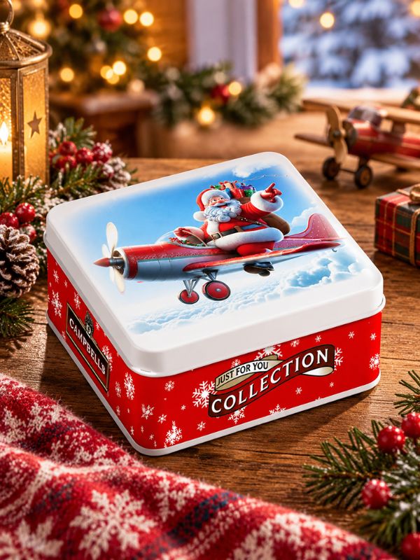 Campbells Shortbread Flying Santa Tin 90g