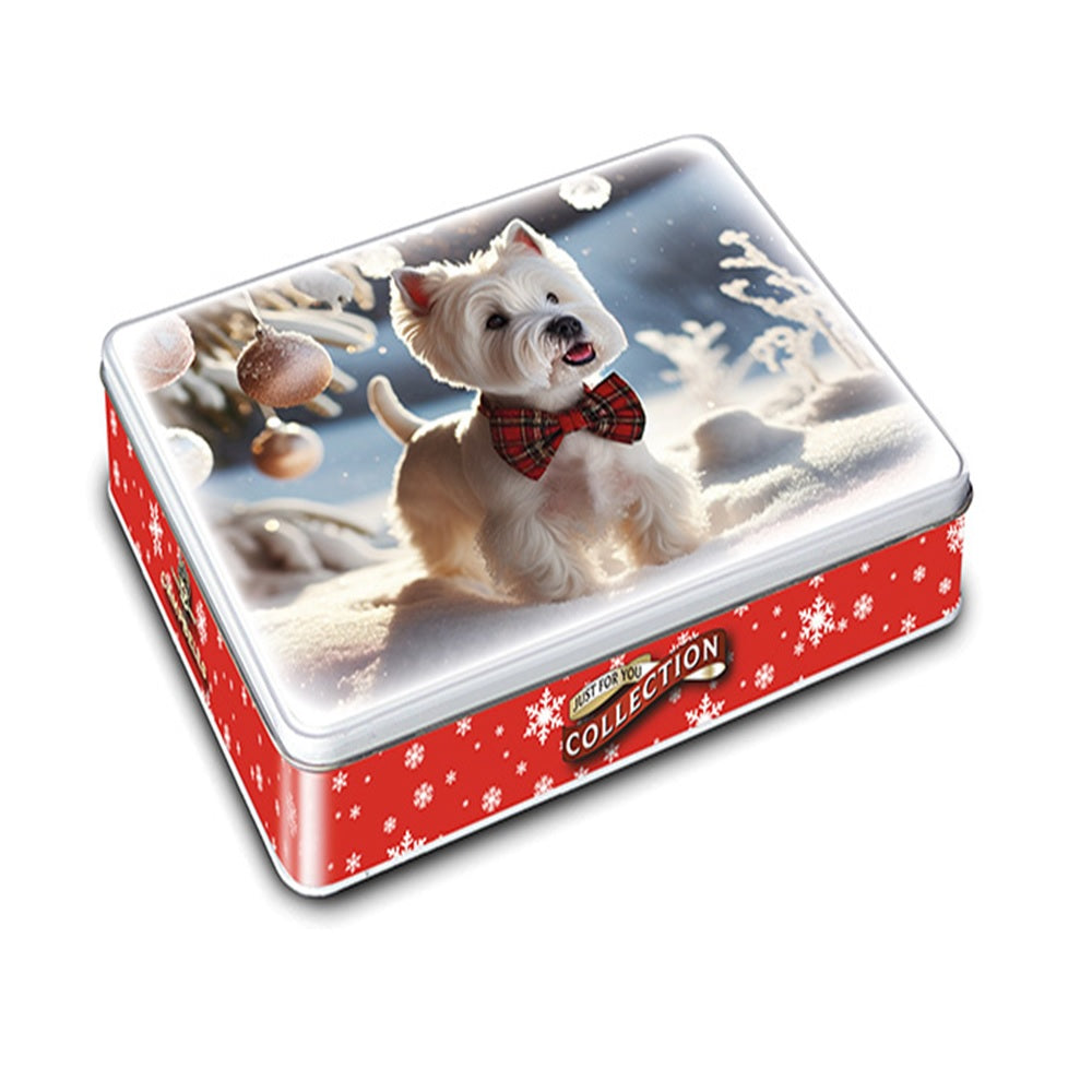  Campbells Shortbread Westie with Tartan Bow Tie Tin (Assorted Shortbread Shapes) 150g Best of British NBPT  Shortbread Tins Campbells Shortbread.