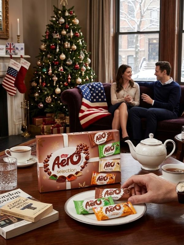 Aero Festive Selection Box 360g in a glossy British gift box.