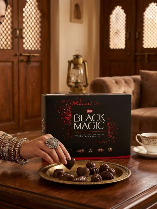 Nestle Black Magic Chocolates Box 348g in a glossy British gift box.