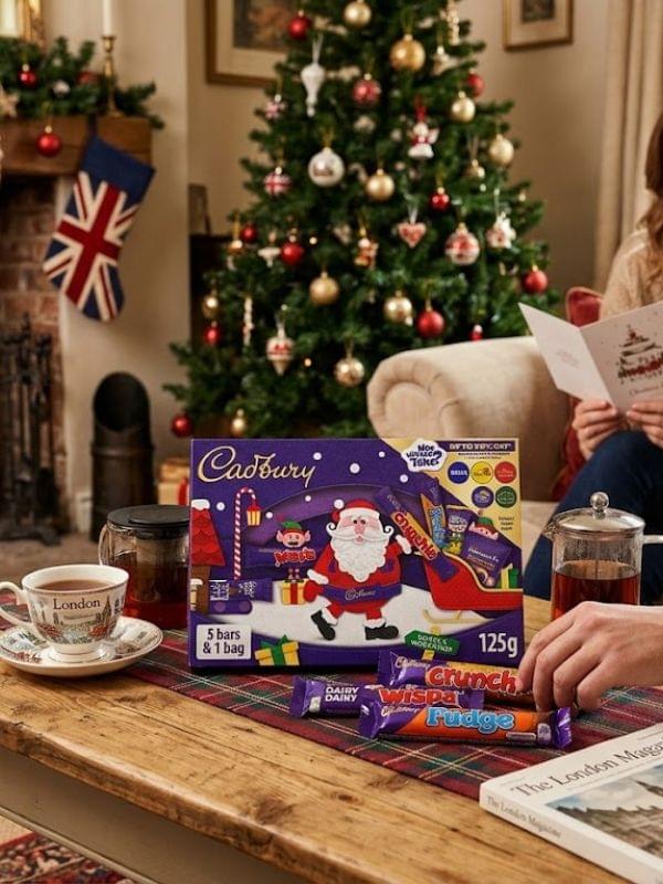 Cadbury Chocolate Medium Santa Selection Box 125g in a glossy British gift box.